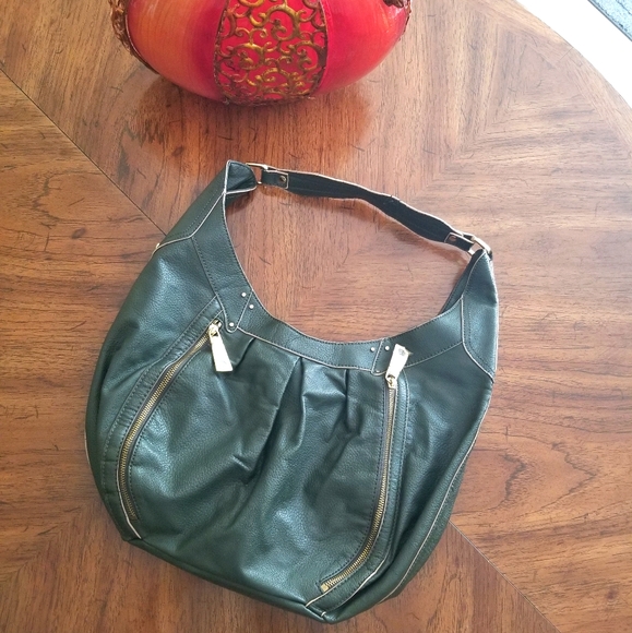 Green Leather Hobo Shoulder Bag - Picture 1 of 9